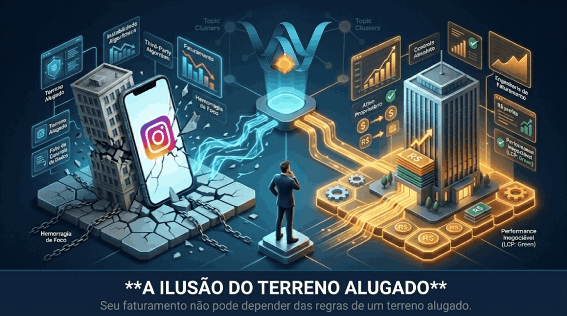 Ícone do artigo A Ilusão do Terreno Alugado: Por que depender do Instagram destrói o seu faturamento